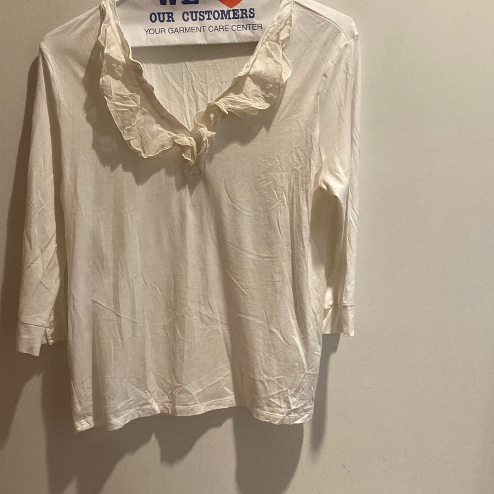 Banana Republic Cream Ruffle Neck Blouse